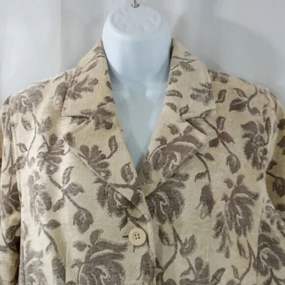 Denim & Co Corduroy blazer women's size medium floral tan - Picture 2 of 13